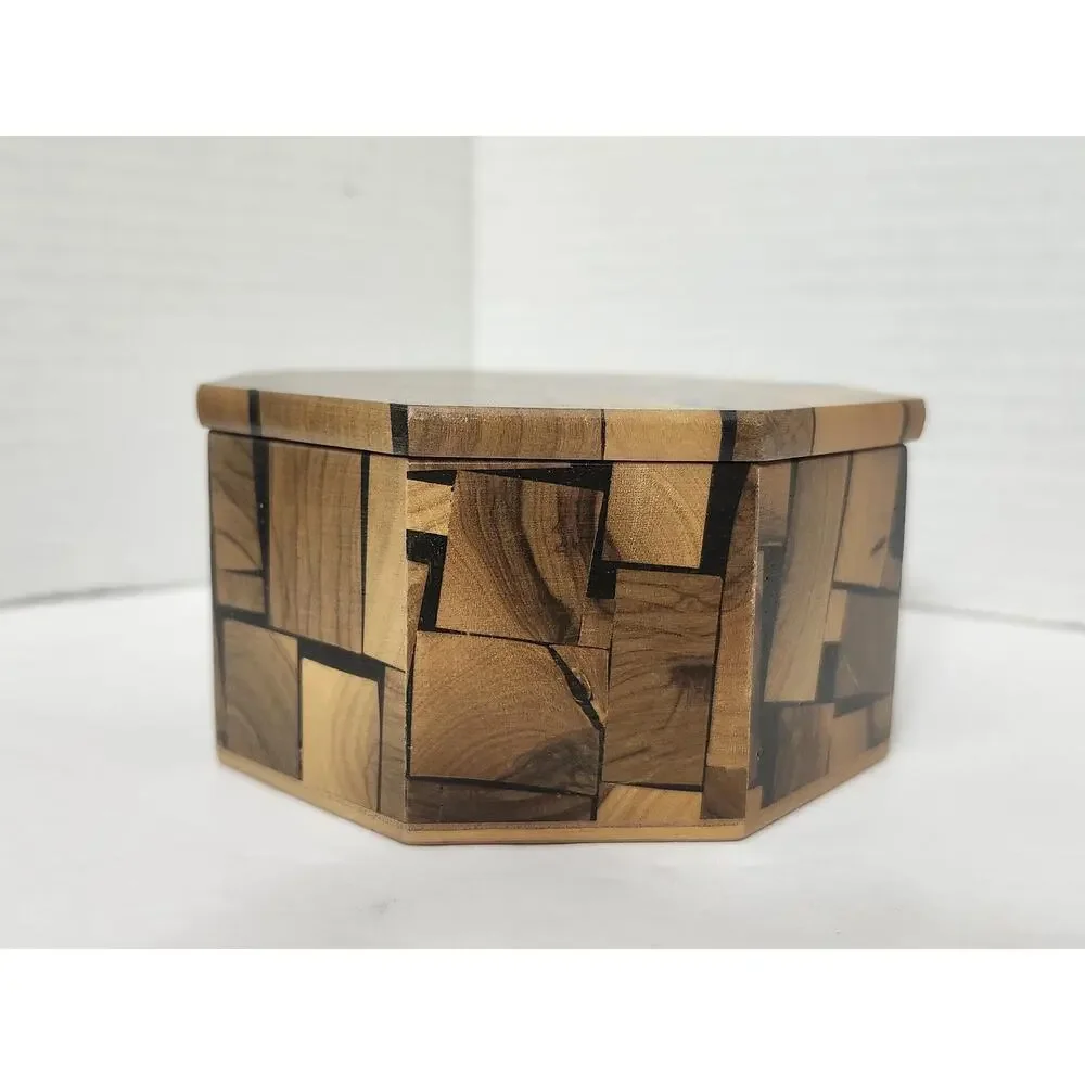 Vintage Richard Gross MCM Marquetry Octagon Wood Trinket Jewelry Box